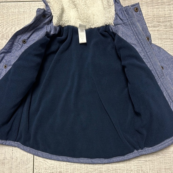 Little Me Puffer Jacket Hooded Blue Zipper / Snap Front “Safari Explorer” - Picture 9 of 9